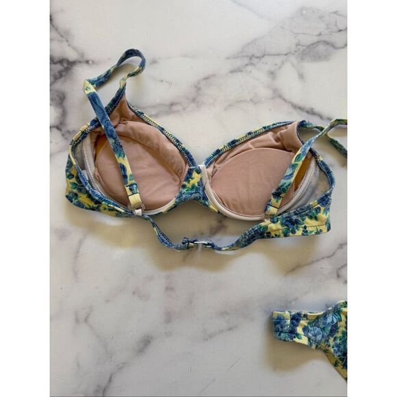 women's S bikini bottoms V padded bra swim suit 2 piece cotton high rise 90’s fl - Picture 6 of 8